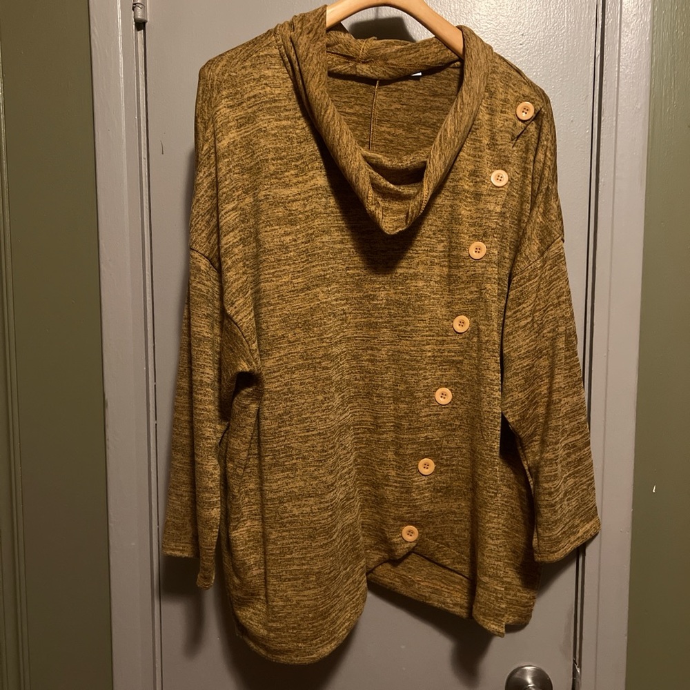 Elegant Cowl Neck Mustard Sweater